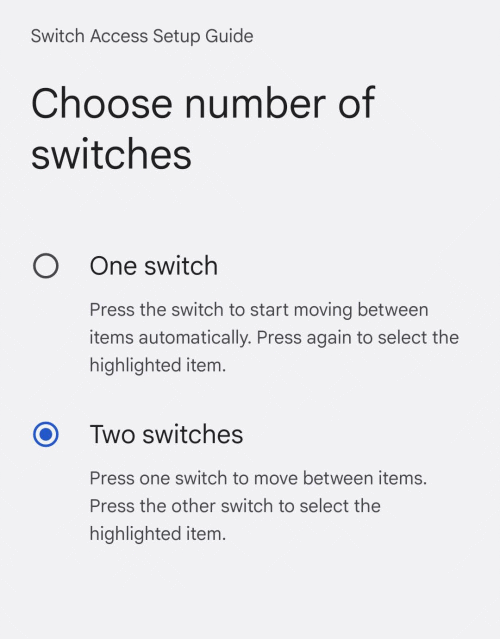 Select either One Switch or Two Switches then tap Next